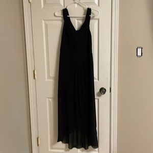 Long black Evernew sheer skirt dress.